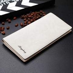 Men's Matte Vintage Long Wallet, Ultra-Thin Button Zip Wallet
