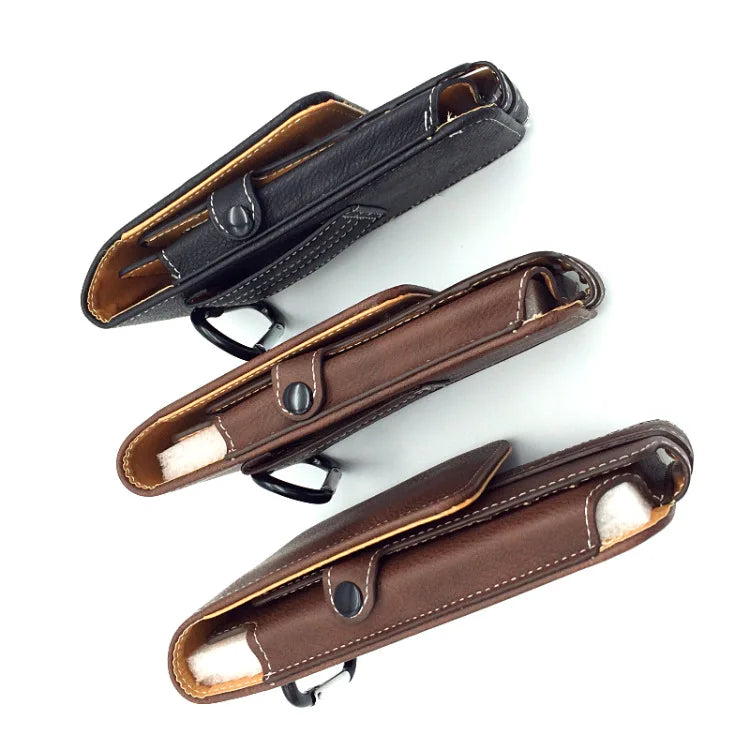 Men's Vertical Waist Leather Bag with Phone Pocket