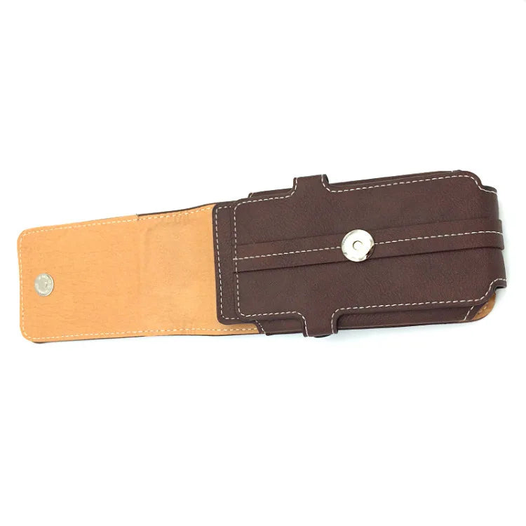 Men's Vertical Waist Leather Bag with Phone Pocket