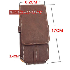 Men's Vertical Waist Leather Bag with Phone Pocket