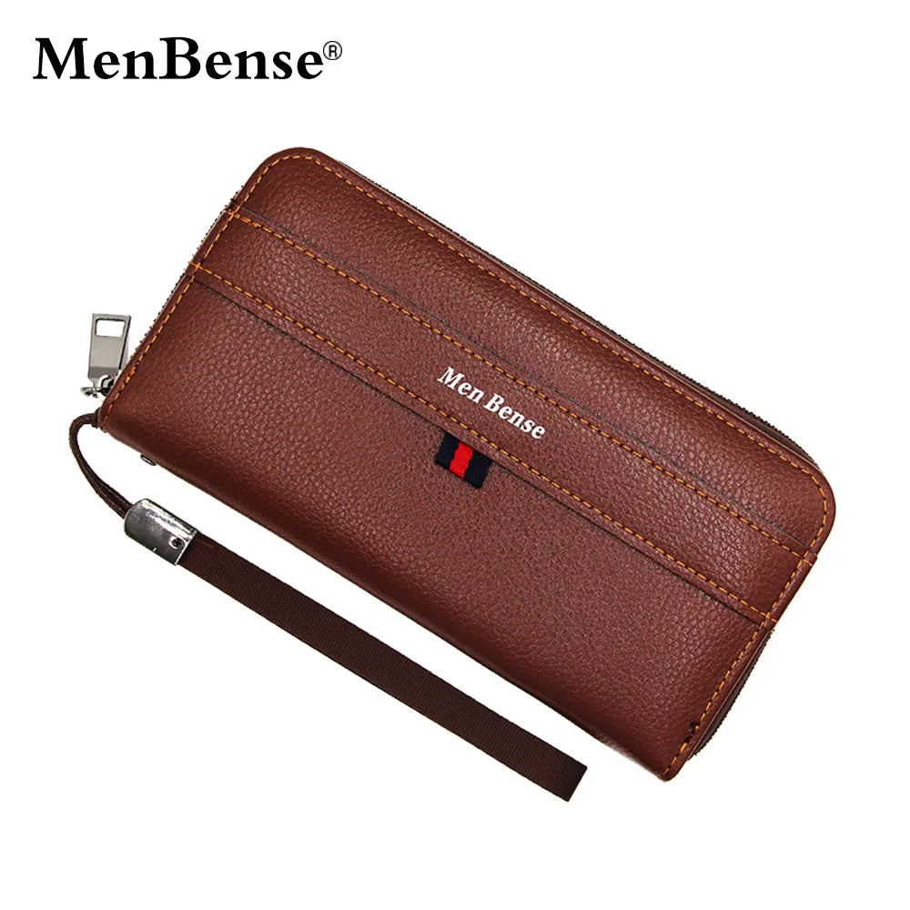 Men's Zipper Clutch Wallet Long Coffee Business Phone Bag