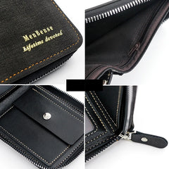 Men's PU Leather Wallet with Hinge Splicing Print Short Wallet