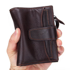 Men's Oil Wax Leather Double Zipper Wallet