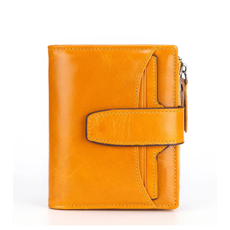 Men's Oil Wax Leather Double Zipper Wallet