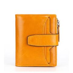 Men's Oil Wax Leather Double Zipper Wallet