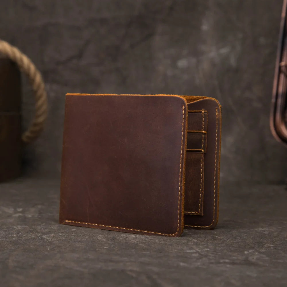 Men's Short Retro Cowhide Wallet Multi-Card Slot