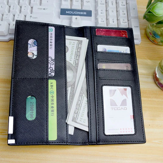 Men's Thin Leather Wallet Clutch Portefeuille Noir Homme