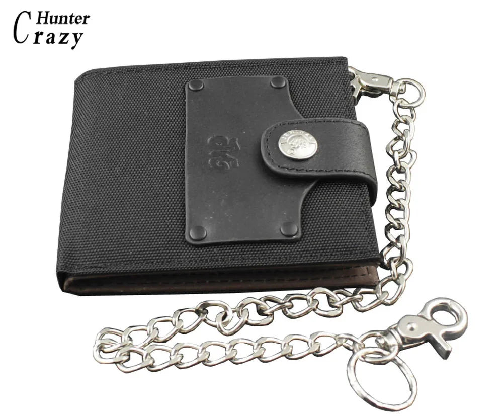 Canvas Leather Biker Wallet Purse Long Chain Gift