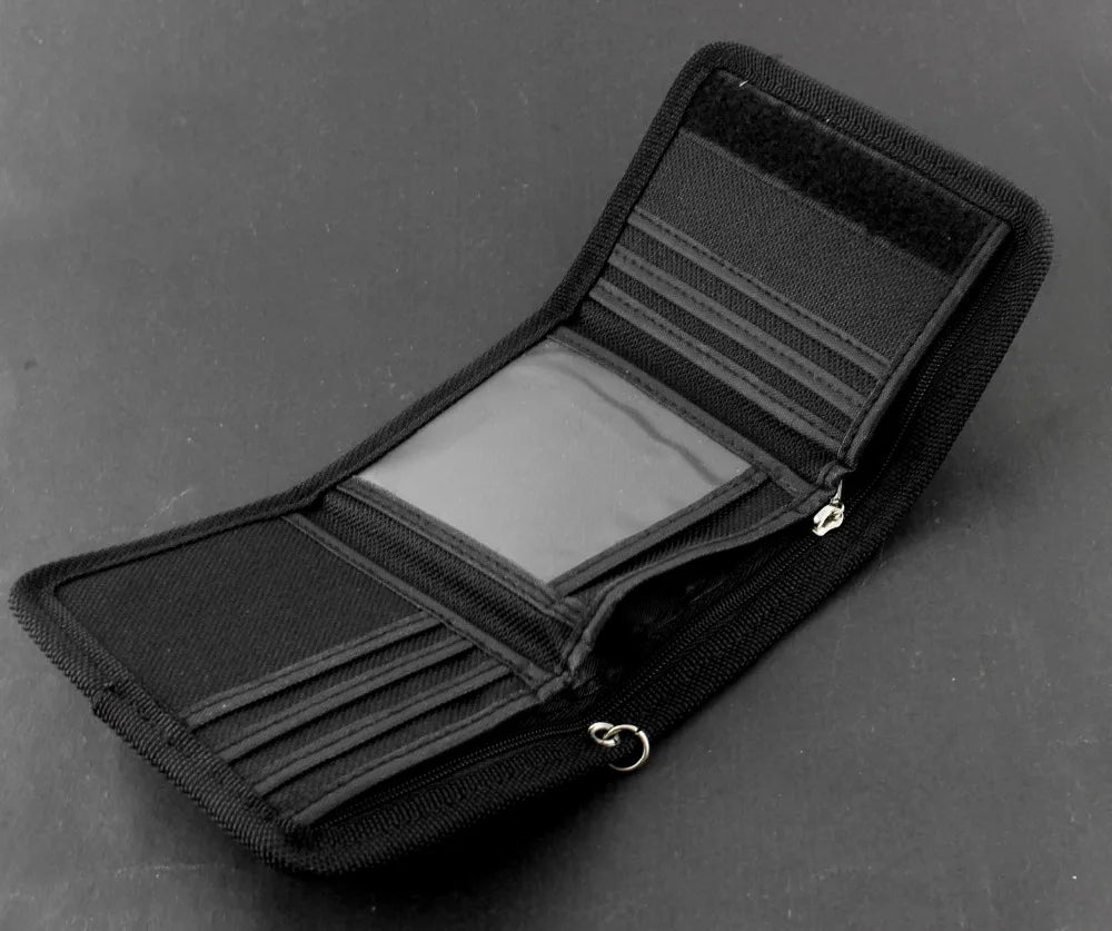 Biker Punk Canvas Trifold Wallet with Chain