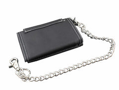 Men Boys Biker Canvas Trifold Wallet Purse with Chain