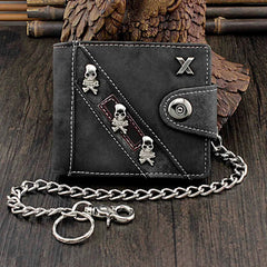 Skull Canvas Wallet with Chain