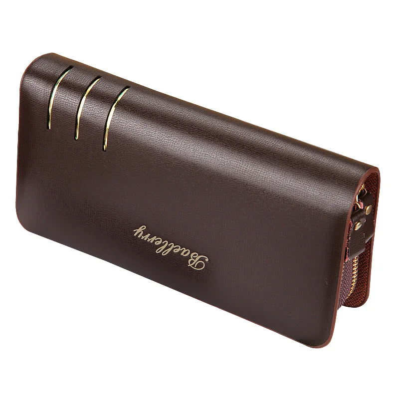 Mens PU Leather Long Wallet Double Zipper Purses WBL45