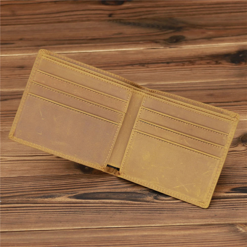 Men's Vintage Cowhide Leather Wallet Purse 8029