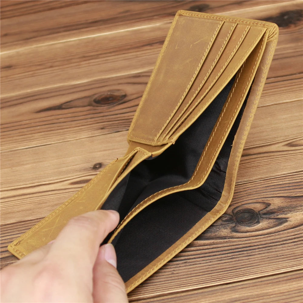 Men's Vintage Cowhide Leather Wallet Purse 8029