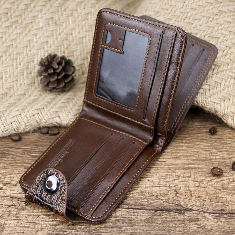 Vintage Crocodile Men's Wallet Short Purse Leather Billetera