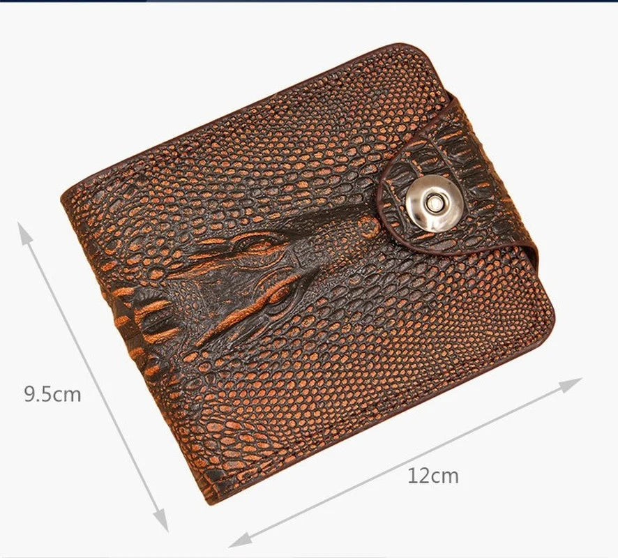 Vintage Crocodile Men's Wallet Short Purse Leather Billetera