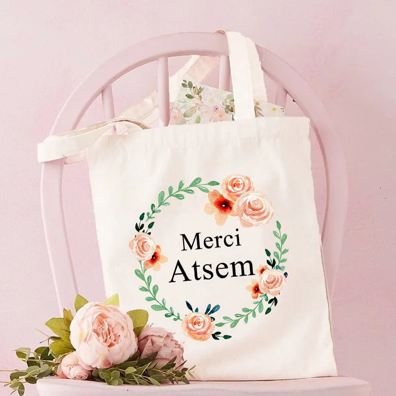 Atsem Handbag Shoulder Tote Eco Flower Print School Book Storage Pouch