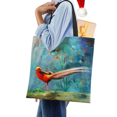 Mermaid Cartoon Shoulder Bag Scenery Women Reusable Canvas Tote Bag Harajuku
