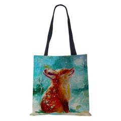 Mermaid Cartoon Shoulder Bag Scenery Women Reusable Canvas Tote Bag Harajuku