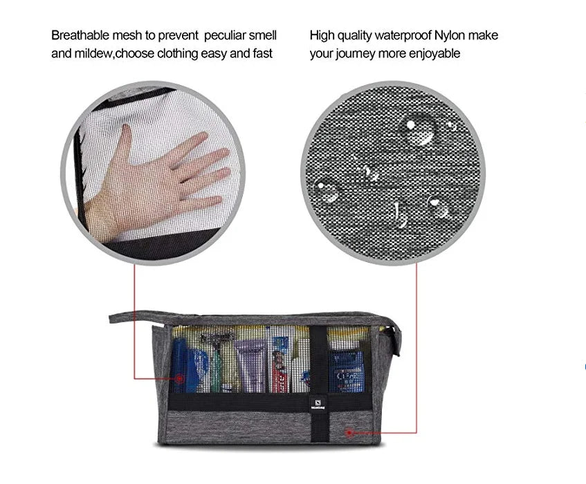 Mesh Wash Bag and Travel Toiletry Pouch