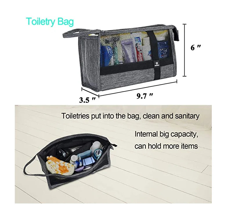 Mesh Wash Bag and Travel Toiletry Pouch