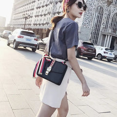 Classic PU Leather Shoulder Bag for Women Small Square Bag Multi-Pocket