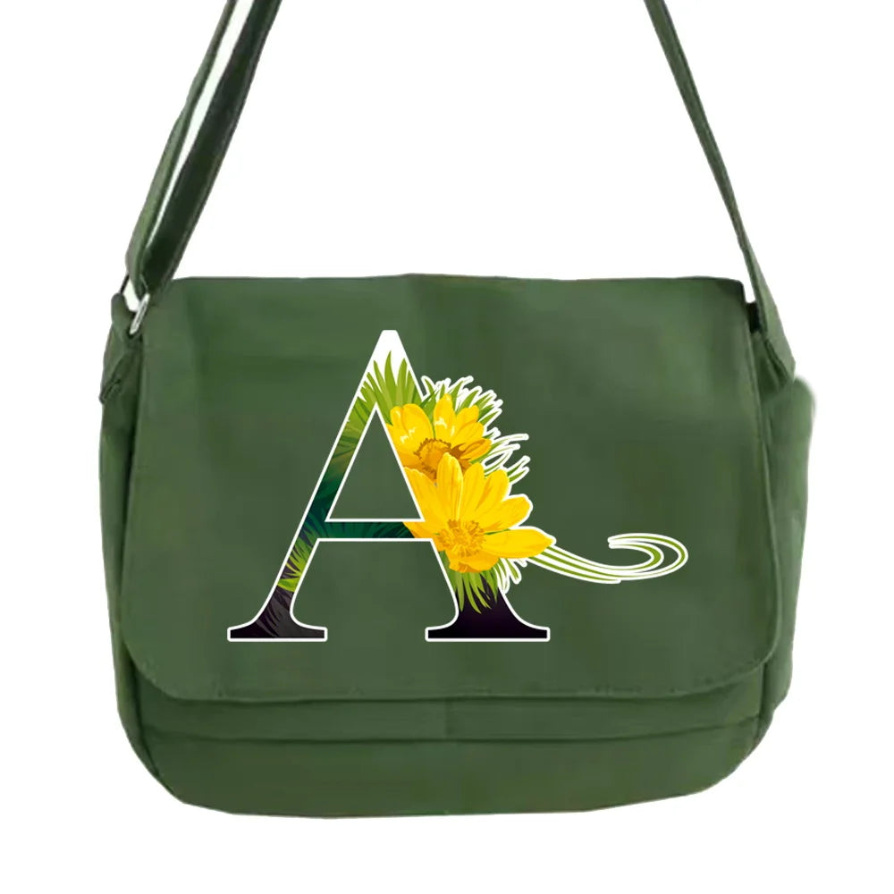 Leisure Multi-function Messenger Bag, Flower Pattern, Large Capacity