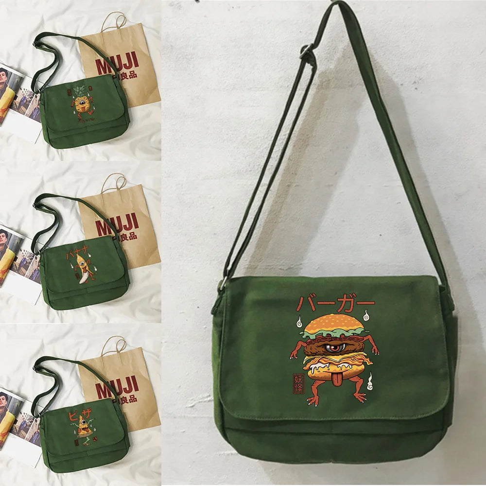 Japanese Monster Pattern Messenger Bag Student Portable One-shoulder Bag