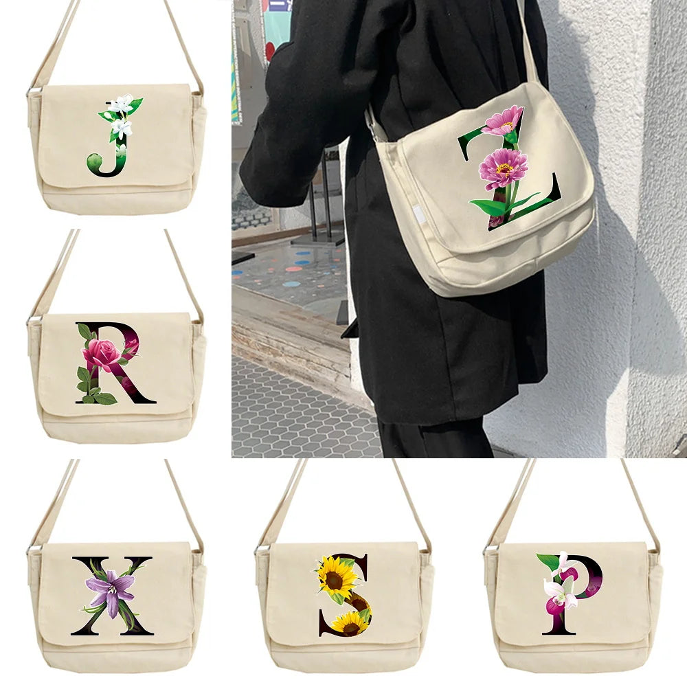 Japanese Style Flower Pattern Messenger Bag for Women