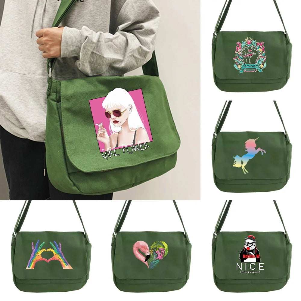 Multi-function Messenger Bag Japanese Student Portable Pattern Bags