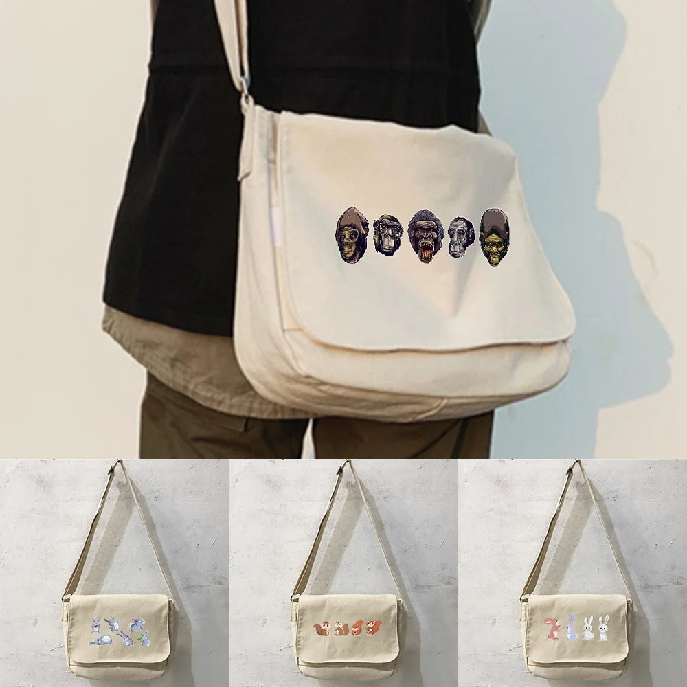 Male Japanese Messenger Bag Harajuku Style One-shoulder Cartoon Pattern Bags