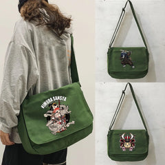 Samurai Pattern Messenger Bag College Student Currency Reflection