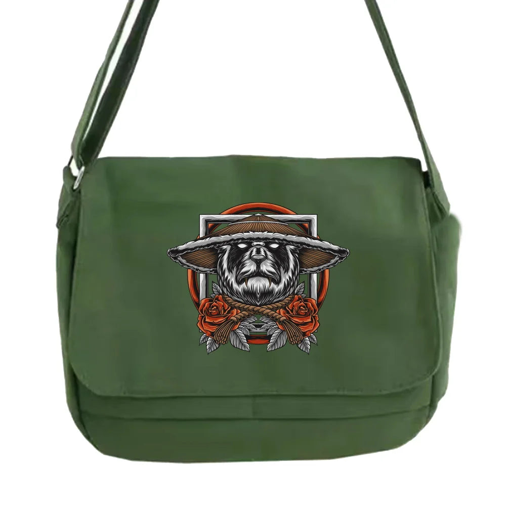 Samurai Pattern Messenger Bag College Student Currency Reflection