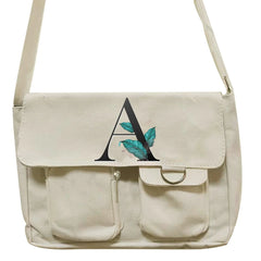 Women's Canvas Messenger Bag Leaf Series Large Capacity Crossbody Shoulder Bag