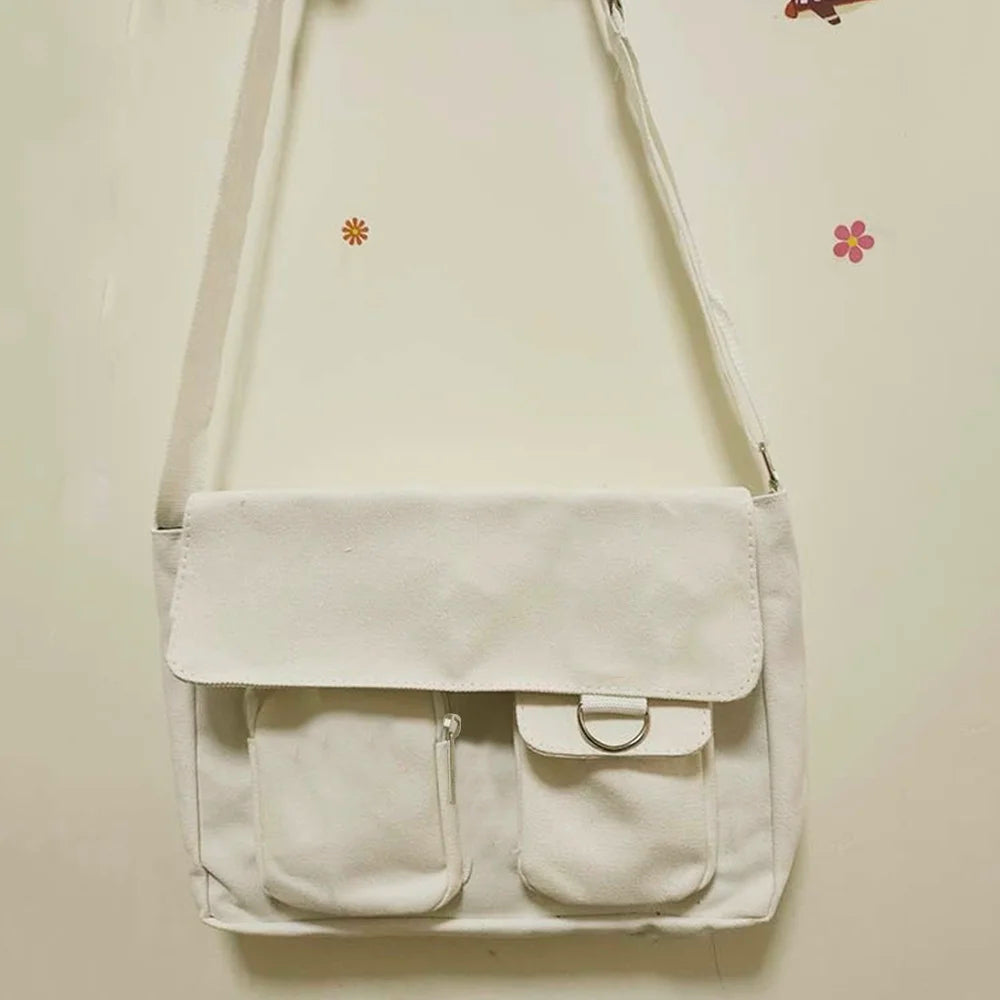 Canvas Butterfly Print Messenger Bag Large Capacity Tote Crossbody