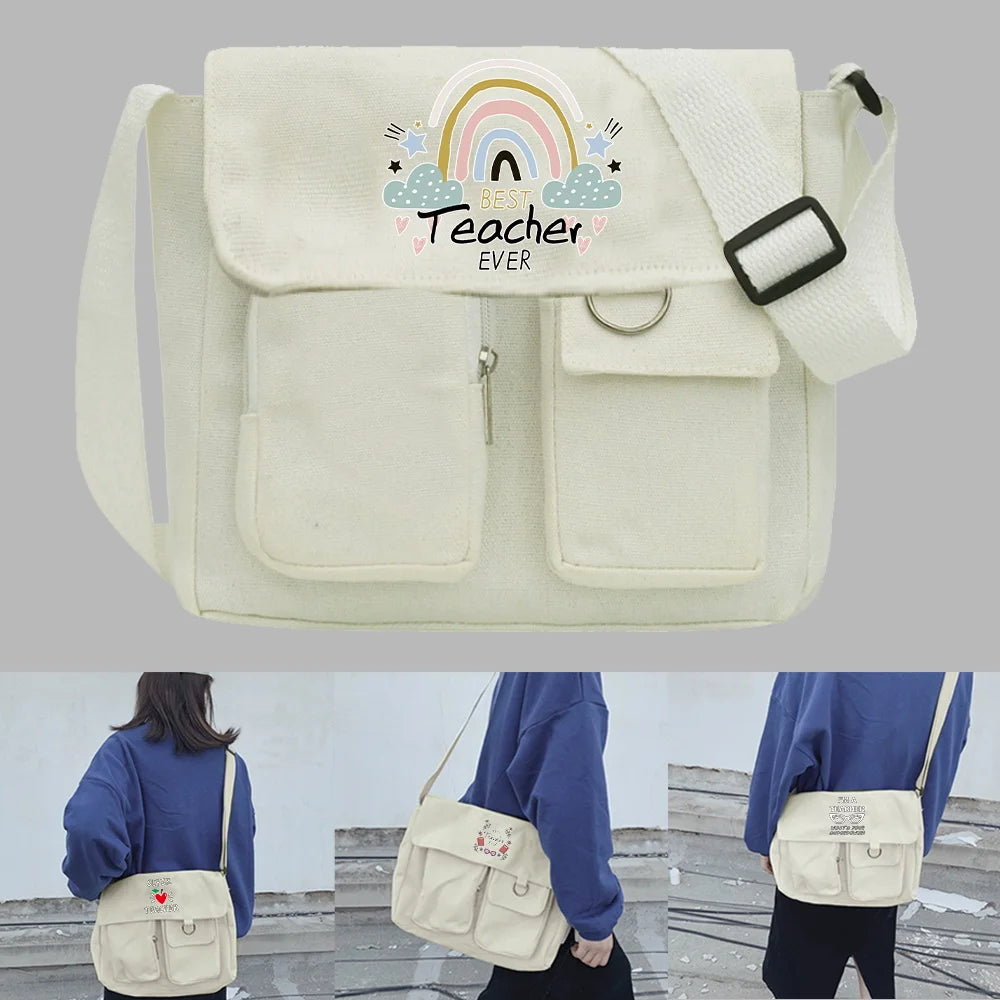 Canvas Messenger Bag for Women and Men - Teacher Series Print