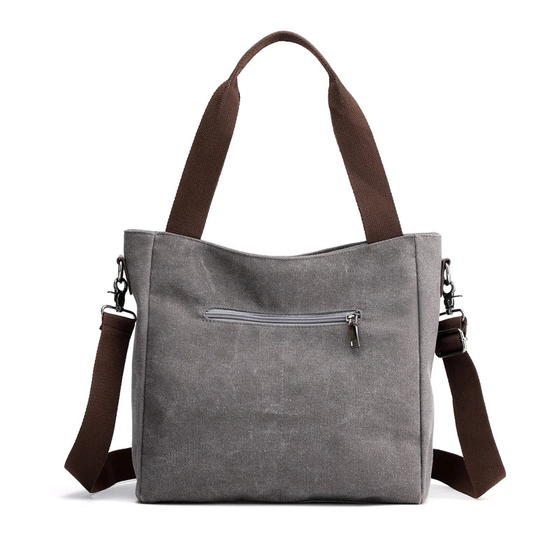 Solid Color Messenger Canvas Tote Bag for Teenage Women