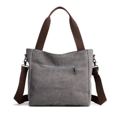 Solid Color Messenger Canvas Tote Bag for Teenage Women