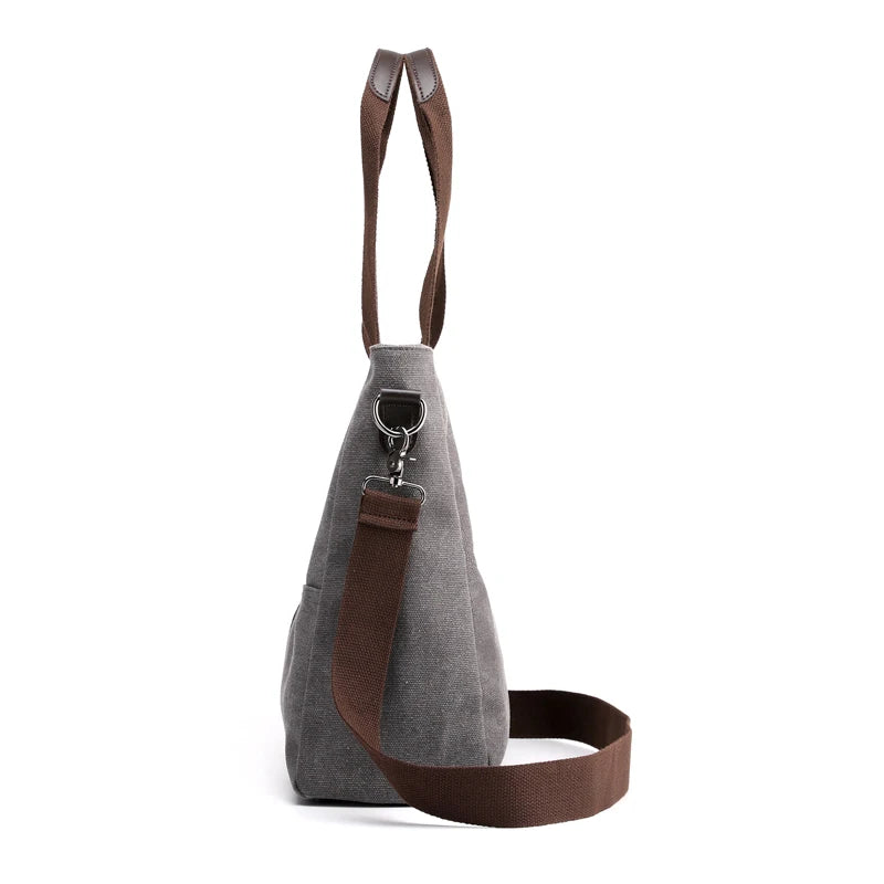 Solid Color Messenger Canvas Tote Bag for Teenage Women