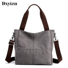 Solid Color Messenger Canvas Tote Bag for Teenage Women