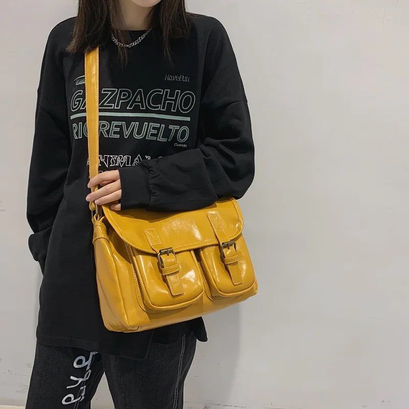 Large Capacity Messenger Bag for Women PU Shoulder Bag Crossbody Bag