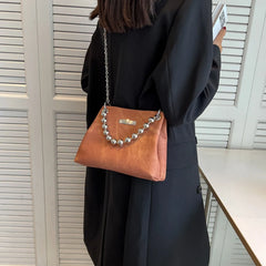Metal Bead Chain Shoulder Bag Lady Underarm Crossbody Handbag