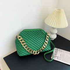 Metal Chain Cloud Clutch Crossbody Bag Leather