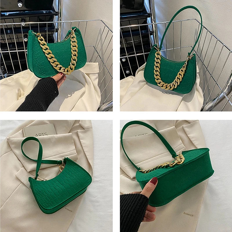 Leather Chain Shoulder Bag Women Handbag Diamond Clutch