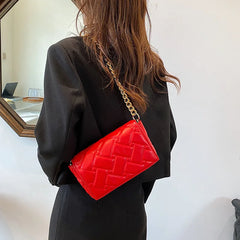 Quilted Leather Small Shoulder Bag Retro Clutch Handbag