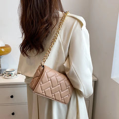 Quilted Leather Small Shoulder Bag Retro Clutch Handbag