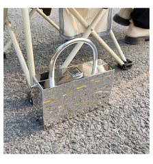 Metal Handle Box Women Party Clutch Bag Silver Tote Bag Crossbody Bag
