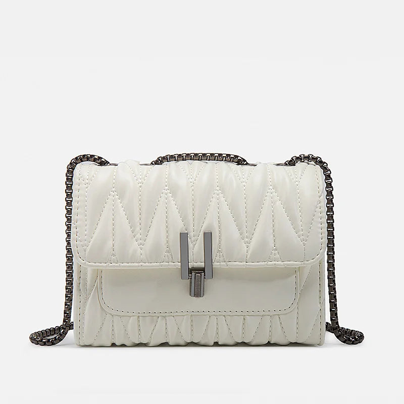 Metal Lock Tote Bags for Women Wrinkled Handbag  