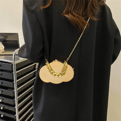 Metallic Cloud Handbags Mini Bag Mirror Chain Party Hard Shell