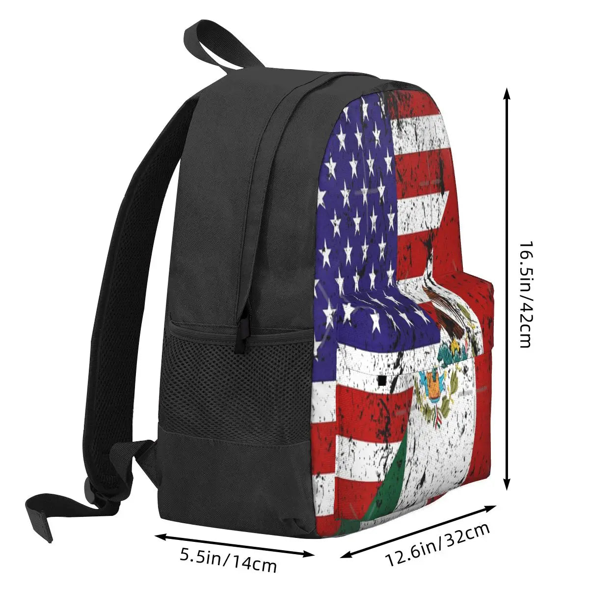 Mexican American Flag Distressed Look Backpack